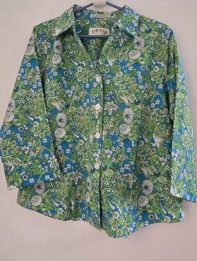 Orvis wrinkle resistant cotton floral shirt.